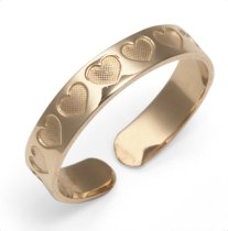 14k Yellow Gold Diamond-cut Heart Toe Ring 